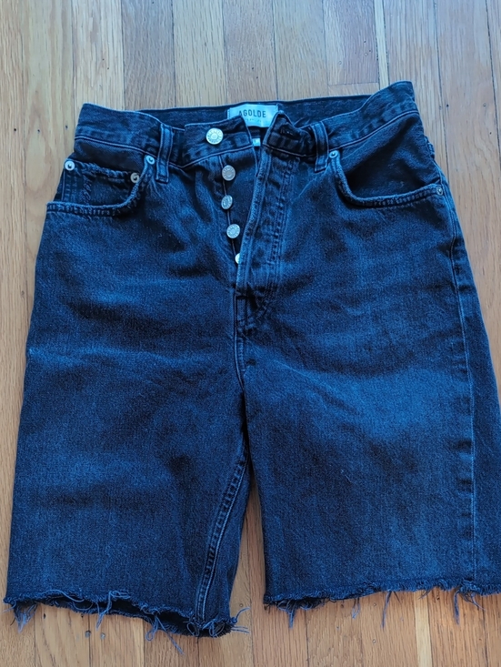 Agolde Pants - Agolde Black Washed Button-Fly Women's Denim Shorts raw hem 26 waist